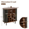 28" Fluted Wine Bar Cabinet with 8-Grid Wine Rack, 5-Level Adjustable Shelves, 2 Glass Holders, Smoothly Sliding Tambour Doors, 4 Hidden Storage Space on the Side,Modern Liquor Coffee Station - Image 30