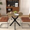 31.5 Inch Round Dining Table, Small Circle Kitchen Table with Metal Black Legs for 2-4 people,Modern Dining Room Table, Brown (only table) - Image 9
