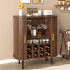 28" Fluted Wine Bar Cabinet with 8-Grid Wine Rack, 5-Level Adjustable Shelves, 2 Glass Holders, Smoothly Sliding Tambour Doors, 4 Hidden Storage Space on the Side,Modern Liquor Coffee Station - Image 15