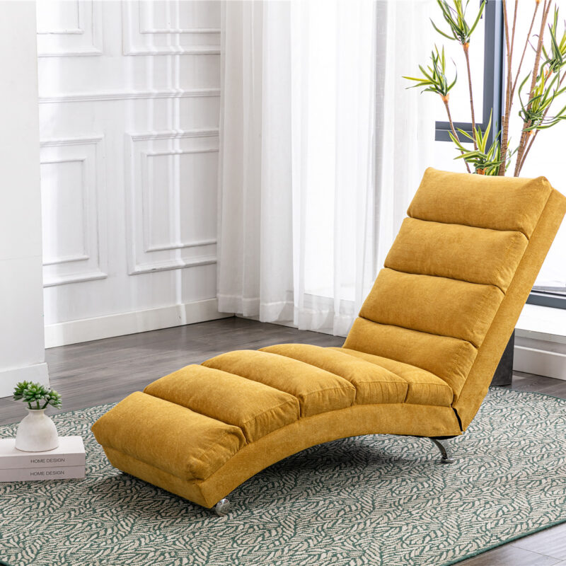COOLMORE Luxury Upholstered Chaise Lounge Chair with Vibration for Relaxation, Modern Fixed Back Fabric Leisure Recliner Sofa for Living Room/Bedroom - Image 5