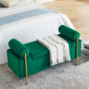 Elegant Upholstered Linen Storage Bench with Cylindrical Arms and Iron Legs for Hallway Living Room Bedroom - Image 27