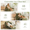 [NEW] 3-in-1 Sleeper Chair Bed, 80" Extra Long Pull Out Sleeping Lounge with USB Charging, Storage Pockets and Box, Tufted Design, Multi-Functional Chenille Single Sofa Bed for Living Room&Apartment - Image 13