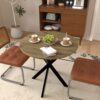 31.5 Inch Round Dining Table, Small Circle Kitchen Table with Metal Black Legs for 2-4 people,Modern Dining Room Table, Brown (only table) - Image 8