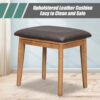 43.3" Classic Wood Makeup Vanity Set with Flip-top Mirror and Stool, Dressing Table with Three Drawers and storage space, Brown - Image 3