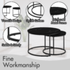 Nesting Coffee Table Set of 2, 27.6inch Round Coffee Table Wood Marble Pattern Top with Sturdy Metal Frame, End Table Side Tables for Living Room Bedroom Balcony Yard - Image 2
