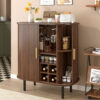 28" Fluted Wine Bar Cabinet with 8-Grid Wine Rack, 5-Level Adjustable Shelves, 2 Glass Holders, Smoothly Sliding Tambour Doors, 4 Hidden Storage Space on the Side,Modern Liquor Coffee Station - Image 17