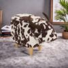 Animal Ottoman/Footstool, Black and White Cow-Shaped Ottoman, Modern Ottoman, Modern Accent Stool Home Decor, Suitable for Living Room, Bedroom, Porch, Garden, Backyard, Balcony - Image 8