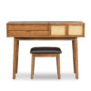 43.3" Classic Wood Makeup Vanity Set with Flip-top Mirror and Stool, Dressing Table with Three Drawers and storage space, Brown - Image 12