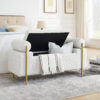 Elegant Upholstered Linen Storage Bench with Cylindrical Arms and Iron Legs for Hallway Living Room Bedroom - Image 8