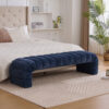 69.7"Wide Modern Upholstered Armless Bed Bench, Channel Tufted Couch Daybed Chaise, Chenille Ottoman Foot Stool for Living Room and Bedroom, Entryway - Image 3