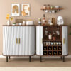 28" Fluted Wine Bar Cabinet with 8-Grid Wine Rack, 5-Level Adjustable Shelves, 2 Glass Holders, Smoothly Sliding Tambour Doors, 4 Hidden Storage Space on the Side,Modern Liquor Coffee Station - Image 11