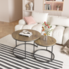 Nesting Coffee Table Set of 2, 27.6inch Round Coffee Table Wood Marble Pattern Top with Sturdy Metal Frame, End Table Side Tables for Living Room Bedroom Balcony Yard - Image 16