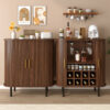 28" Fluted Wine Bar Cabinet with 8-Grid Wine Rack, 5-Level Adjustable Shelves, 2 Glass Holders, Smoothly Sliding Tambour Doors, 4 Hidden Storage Space on the Side,Modern Liquor Coffee Station - Image 18