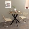 31.5 Inch Round Dining Table, Small Circle Kitchen Table with Metal Black Legs for 2-4 people,Modern Dining Room Table, Brown (only table) - Image 5