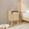 22.83'' H Rattan Nightstand, Side Table with Door Open Shelf, Accent Bedside End Table with Solid Wood Legs for Bedroom, Dorm and Small Spaces, Oak - Image 16