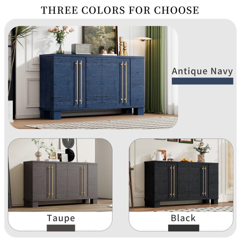 TREXM Sideboard Buffet Cabinet with Storage, Wood Sideboard with Adjustable Shelves and Gold Handles for Kitchen, Dining Room and Living Room - Image 5