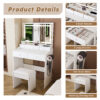New Large Mirror Vanity Desk for Bed room , Modern Makeup Vanity Set with Power Outlet and Hair dryer holder, 5 Drawers , 3 Lighting Color Adjustable Dressing Table for Bedroom - Image 5