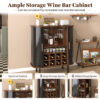28" Fluted Wine Bar Cabinet with 8-Grid Wine Rack, 5-Level Adjustable Shelves, 2 Glass Holders, Smoothly Sliding Tambour Doors, 4 Hidden Storage Space on the Side,Modern Liquor Coffee Station - Image 28