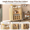 28" Fluted Wine Bar Cabinet with 8-Grid Wine Rack, 5-Level Adjustable Shelves, 2 Glass Holders, Smoothly Sliding Tambour Doors, 4 Hidden Storage Space on the Side,Modern Liquor Coffee Station - Image 7