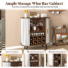 28" Fluted Wine Bar Cabinet with 8-Grid Wine Rack, 5-Level Adjustable Shelves, 2 Glass Holders, Smoothly Sliding Tambour Doors, 4 Hidden Storage Space on the Side,Modern Liquor Coffee Station - Image 14