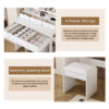 New Large Mirror Vanity Desk for Bed room , Modern Makeup Vanity Set with Power Outlet and Hair dryer holder, 5 Drawers , 3 Lighting Color Adjustable Dressing Table for Bedroom - Image 4
