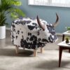 Animal Ottoman/Footstool, Black and White Cow-Shaped Ottoman, Modern Ottoman, Modern Accent Stool Home Decor, Suitable for Living Room, Bedroom, Porch, Garden, Backyard, Balcony - Image 9