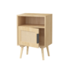 22.83'' H Rattan Nightstand, Side Table with Door Open Shelf, Accent Bedside End Table with Solid Wood Legs for Bedroom, Dorm and Small Spaces, Oak - Image 13