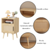 22.83'' H Rattan Nightstand, Side Table with Door Open Shelf, Accent Bedside End Table with Solid Wood Legs for Bedroom, Dorm and Small Spaces, Oak - Image 12