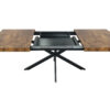 55.11" -70.86"Retro Rectangular Stretch Dining Table, Antique Wood Top And Black Relief Plate, Black Fine Sand Cross Iron Foot Base Dining Table, With Storage Box - Image 9