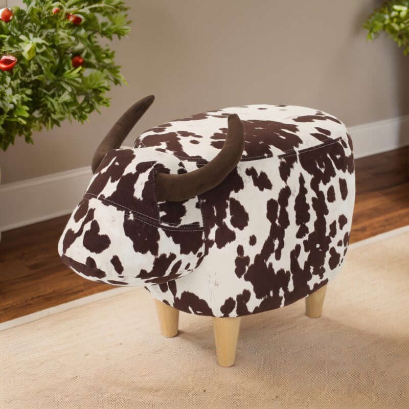 Animal Ottoman/Footstool, Black and White Cow-Shaped Ottoman, Modern Ottoman, Modern Accent Stool Home Decor, Suitable for Living Room, Bedroom, Porch, Garden, Backyard, Balcony - Image 2