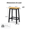 K&K Solid Wood Bar Stools 25.6" Tall Set of 2 Bar Chairs, Kitchen Counter Stools with Footrests, Farmhouse Stools for Dining Room, Kitchen, Counter - Image 8