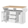Large Kitchen Island with 2 Drop Leaf, Rolling Kitchen Cart on 5 Wheels with Power Outlet, Folding Storage Dining Table with Spice & Towel Rack, 3 Drawers, for Kitchen, Dining Room, White - Image 11