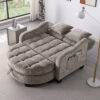 Two-seater sofa, double sofa chaise longue, with irregular armrests and backrests, footrest with storage space, comes with two small throw pillows, suitable for living room and bedroom - Image 4
