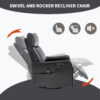 Red Faux Leather Heat Massage Manual Recliner Chair with Rocker and Swivel for Living Room - Image 8