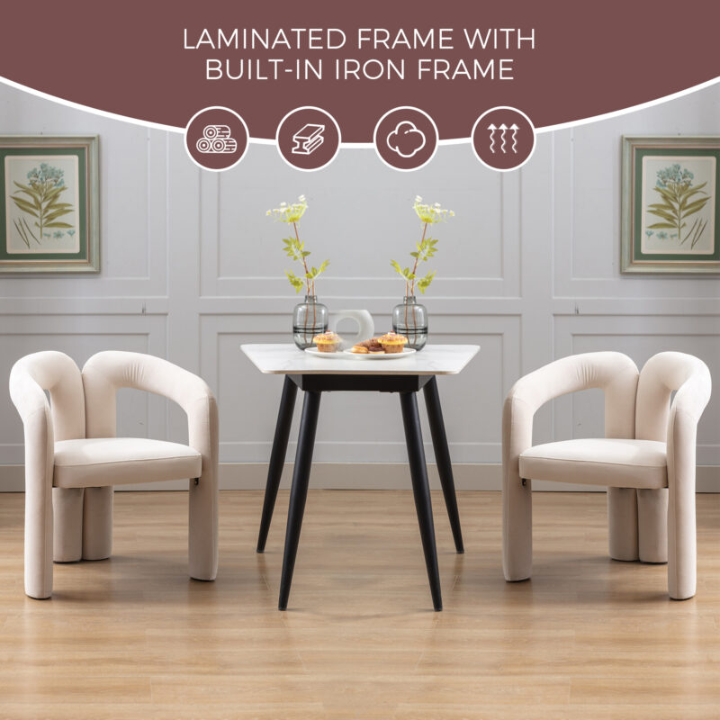 Contemporary Designed Velvet Fabric Upholstered Accent/Dining Chair /Barrel Side Chairs Kitchen Armchair for Living Room set of 2 - Image 5