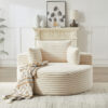 55'L Corduroy Sponge single sofa,No Assembly Required,Fluffy Modern Sleeper Chair for Living room, Bedroom, Lounge and Projection Room(Not a swivel chair.)