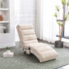 COOLMORE Luxury Upholstered Chaise Lounge Chair with Vibration for Relaxation, Modern Fixed Back Fabric Leisure Recliner Sofa for Living Room/Bedroom