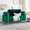 Elegant Upholstered Linen Storage Bench with Cylindrical Arms and Iron Legs for Hallway Living Room Bedroom