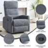 Manual Recliner Chair with Rocker and Swivel in Fabric for Living Room - Image 8
