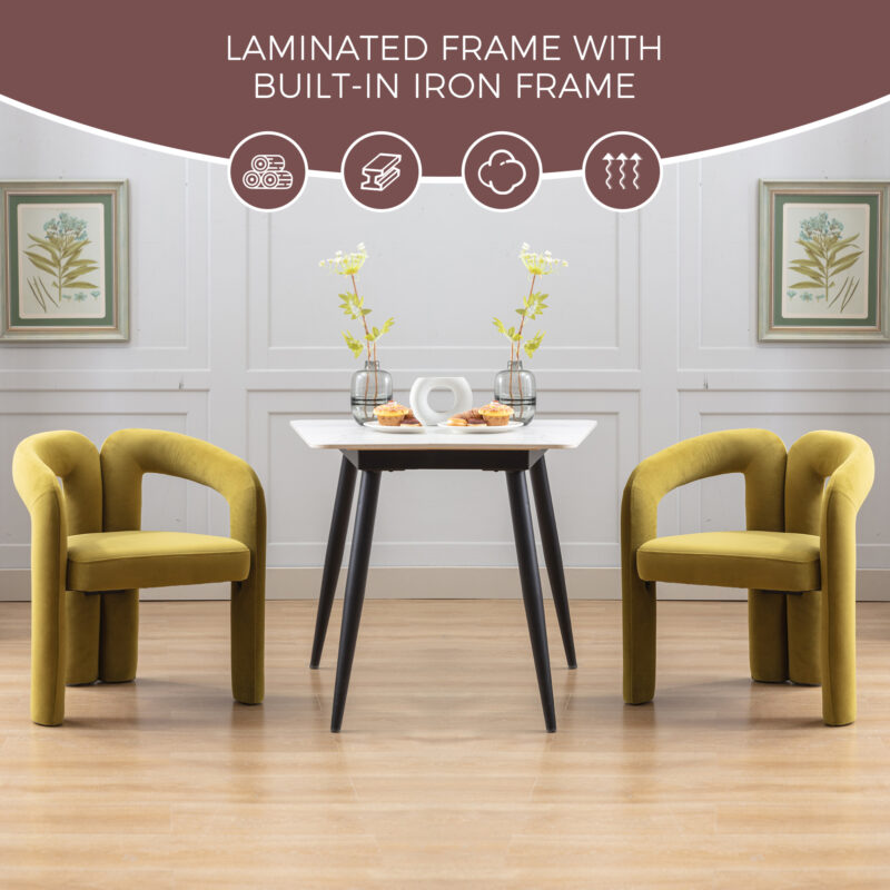 Contemporary Designed Velvet Fabric Upholstered Accent/Dining Chair /Barrel Side Chairs Kitchen Armchair for Living Room set of 2 - Image 14