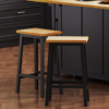 K&K Solid Wood Bar Stools 25.6" Tall Set of 2 Bar Chairs, Kitchen Counter Stools with Footrests, Farmhouse Stools for Dining Room, Kitchen, Counter - Image 3