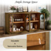 TREXM 4-Door Large Storage Buffet Cabinet with Glass Doors, Arched Cabinet with Adjustable Shelves for Kitchen, Dining Room and Living Room - Image 9