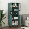 Tempered Glass Door Tall Storage Bookcase with adjustable board, 4 doors MDF painting finished cabinet, Green, Living room Bedroom storage - Image 2