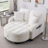 Two-seater sofa, double sofa chaise longue, with irregular armrests and backrests, footrest with storage space, comes with two small throw pillows, suitable for living room and bedroom - Image 6