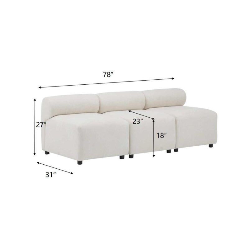 Evelyn 78 in.Armless 3-Piece 3 Seater Modular Couch Sectional Chenille Sofa for Living Rooms,Bedrooms,Apartment Office - Image 6