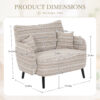 Modern style two-seater sofa with ultra-comfortable armrests, armrest pillows, and storage pockets, deep-seated two-seater sofa, comfortable modern sofa for bedroom, small spaces, apartments, and offi - Image 4