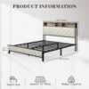 Queen Size Bed Frame, Platform Bed Frame with Charging Station, Upholstered Storage Headboard & Footboard Metal Slats Supports Mattress Foundation, No Box Spring Needed, Beige(No Drawers) - Image 6
