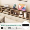 Queen Size Bed Frame, Platform Bed Frame with Charging Station, Upholstered Storage Headboard & Footboard Metal Slats Supports Mattress Foundation, No Box Spring Needed, Beige(No Drawers) - Image 3
