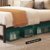 Queen Size Bed Frame, Platform Bed Frame with Charging Station, Upholstered Storage Headboard & Footboard Metal Slats Supports Mattress Foundation, No Box Spring Needed, Beige(No Drawers) - Image 5