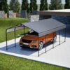 12X20 FT Metal Carport, Outdoor Car Shelter All Weather, Heavy Duty Outdoor Galvanized Car Shelter for Car Boat Truck and SUVs Black - Image 18